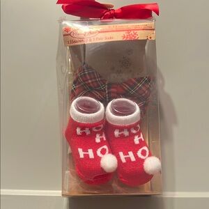 Festive Red Baby Socks and Headband Set
